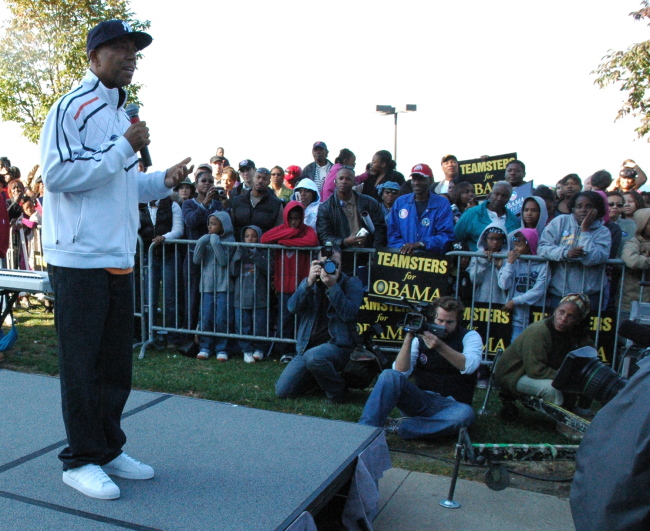 Russell Simmons speaking at the Russell Simmons Super Jam Get Out The Vote Rally for Obama, Cleveland Ohio