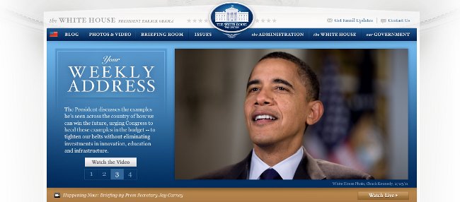 Screen Shot of White House Gov website March 2 2011