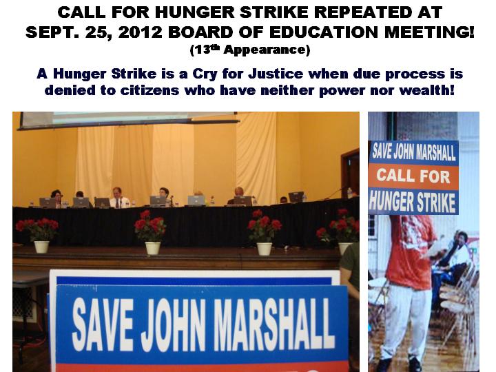 SAVE JOHN MARSHALL! CALL FOR HUNGER STRIKE!