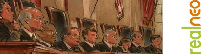 Supreme Court Justices banner sketch during DOMA by william hennessy for cbsnews