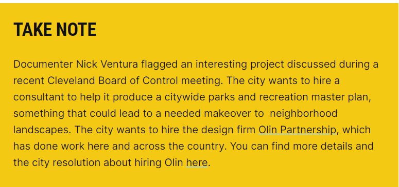OLIN and City of Cleveland Parks