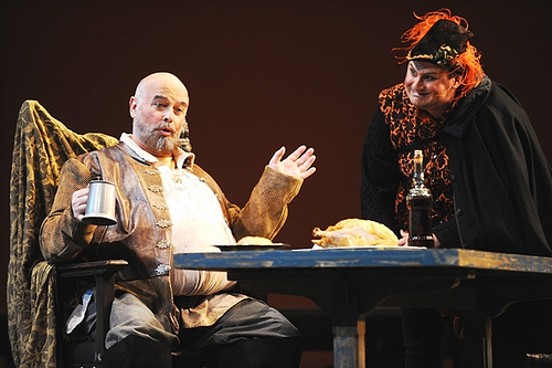 Falstaff (Gaetan Laperriere) talks with Dr. Caius (Timothy Culver).    photo by: Eric Mull 