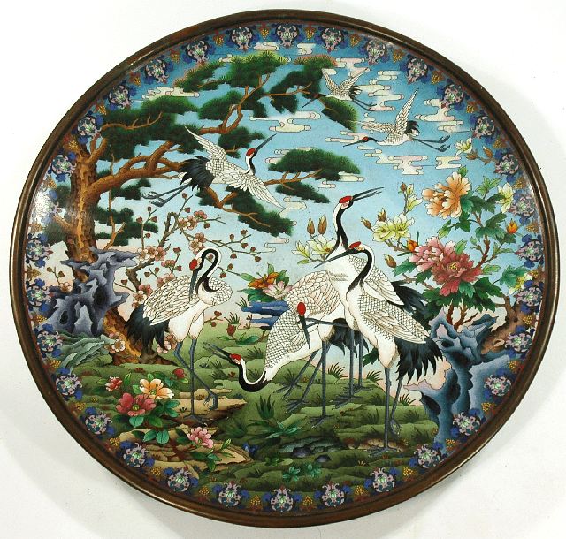 Lot 170  A Large Chinese Cloisonne Charger, 20th Century. Estimate $800-1,200