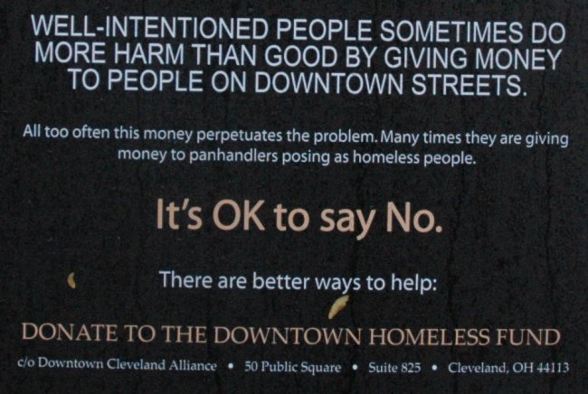 Cleveland Say No To Homeless message