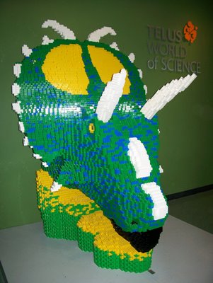 A Dinosaur Head Made From Legos